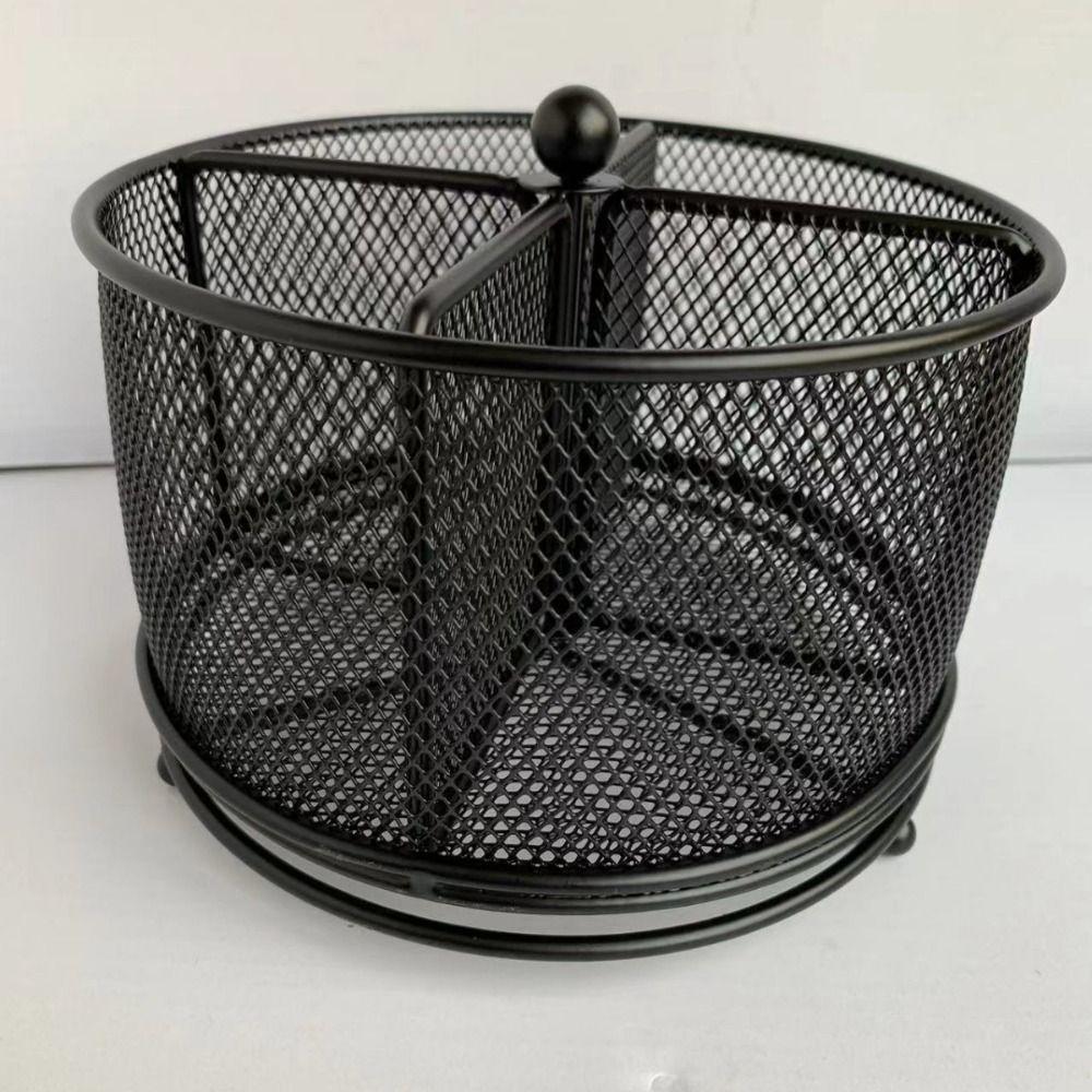 4 Compartments 360° Rotating Mesh Pencil Holder Metal Pencil Display Rack  Girl Gift
