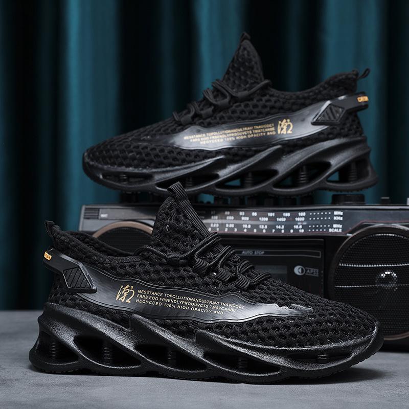 Men's shoes summer hollow mesh breathable deodorant thin mesh shoes men's casual sports lightweight shock absorption running shoes