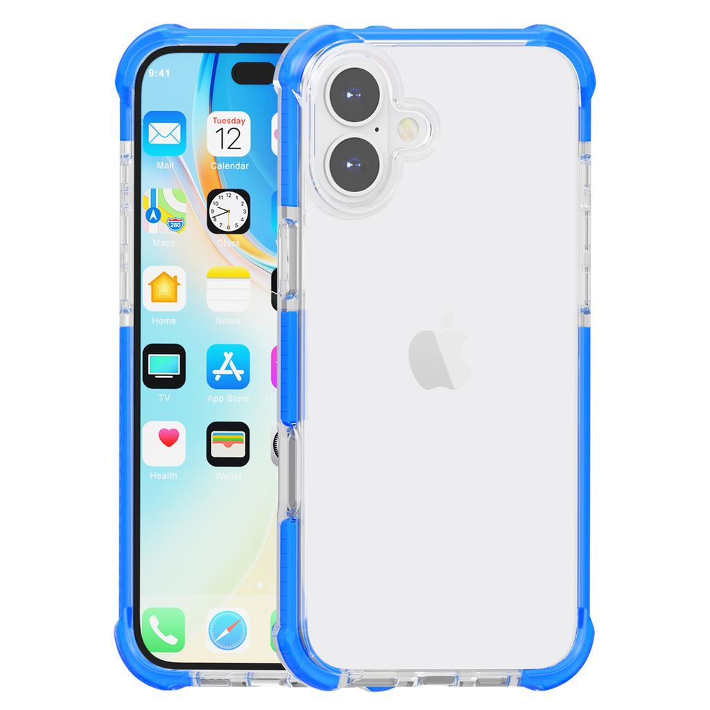 Etui na iPhone 16 Cztery Narożniki Odporne na Upadki Przezroczyste TPU + TPE + PC Pokrowiec na Telefon