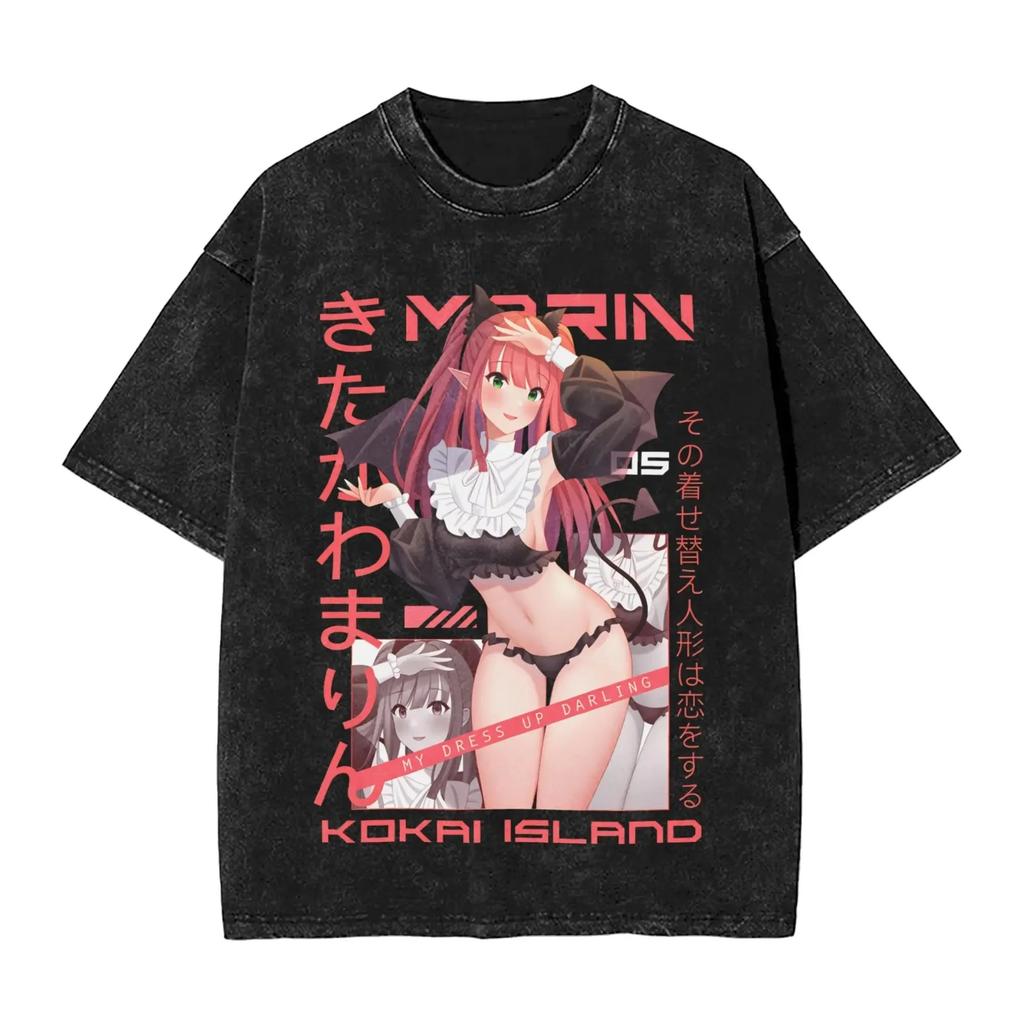 My DressUp Darling Kitagawa Marin Graphic Print Vintage Washed TShirt Unisex Soft Cotton Loose Summer Casual Tshirt