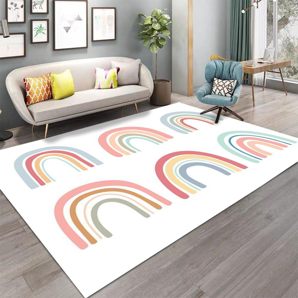 Timeless Rainbow Carpet Living Room Decor Sofa Rug Bedroom Bedside Rug Kitchen Room Table Mat Parent-Child Reading Area FloorMat