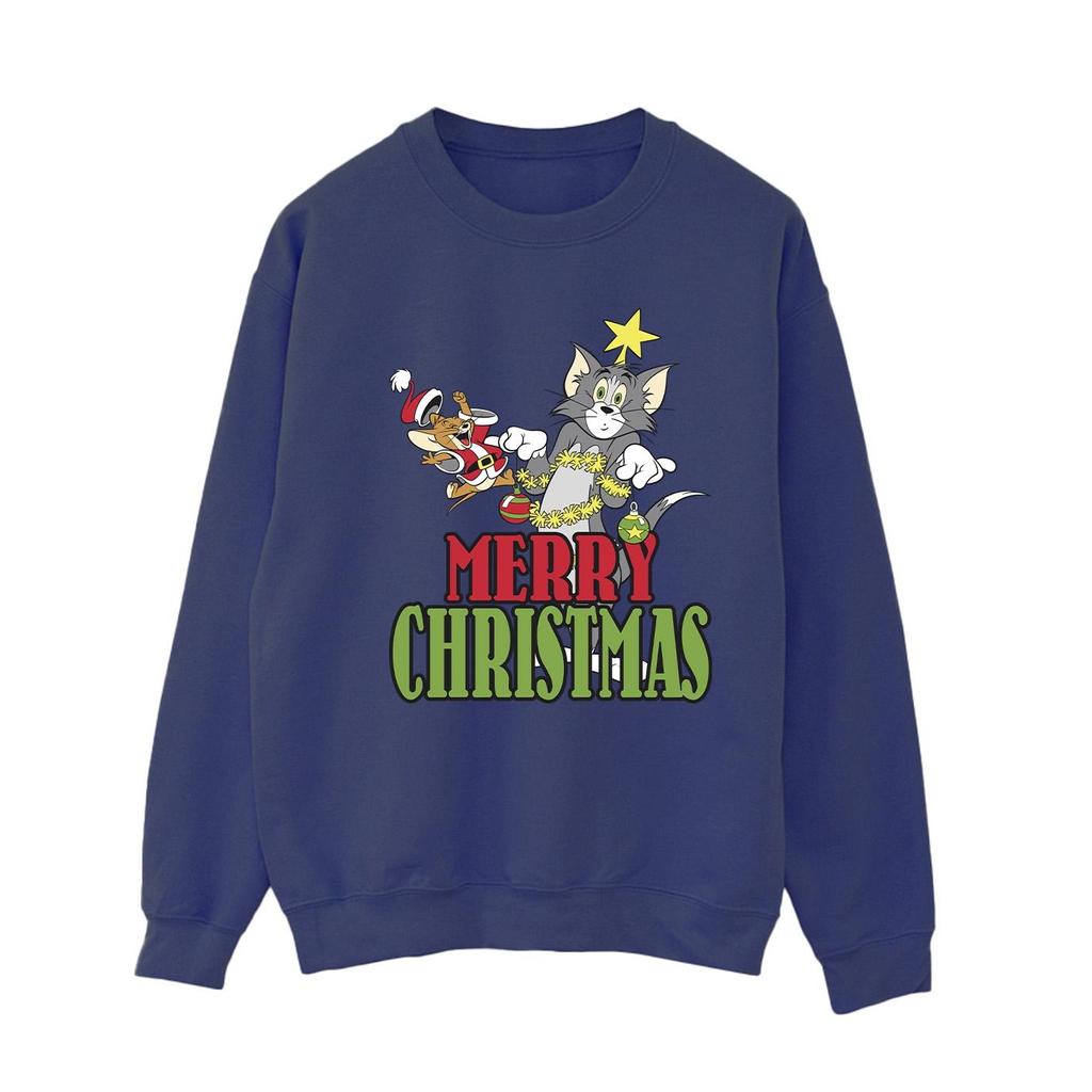 Tom And Jerry Womens/Ladies Merry Christmas Baubles Sweatshirt