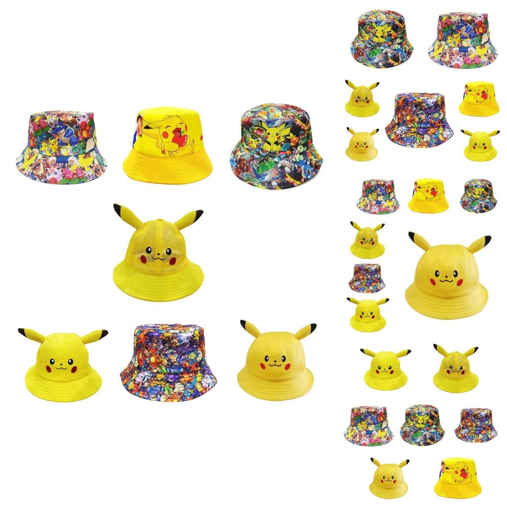 Cartoon Pikachu Fisherman Hat For Kids And Parents Cute Outdoor Sun Hat