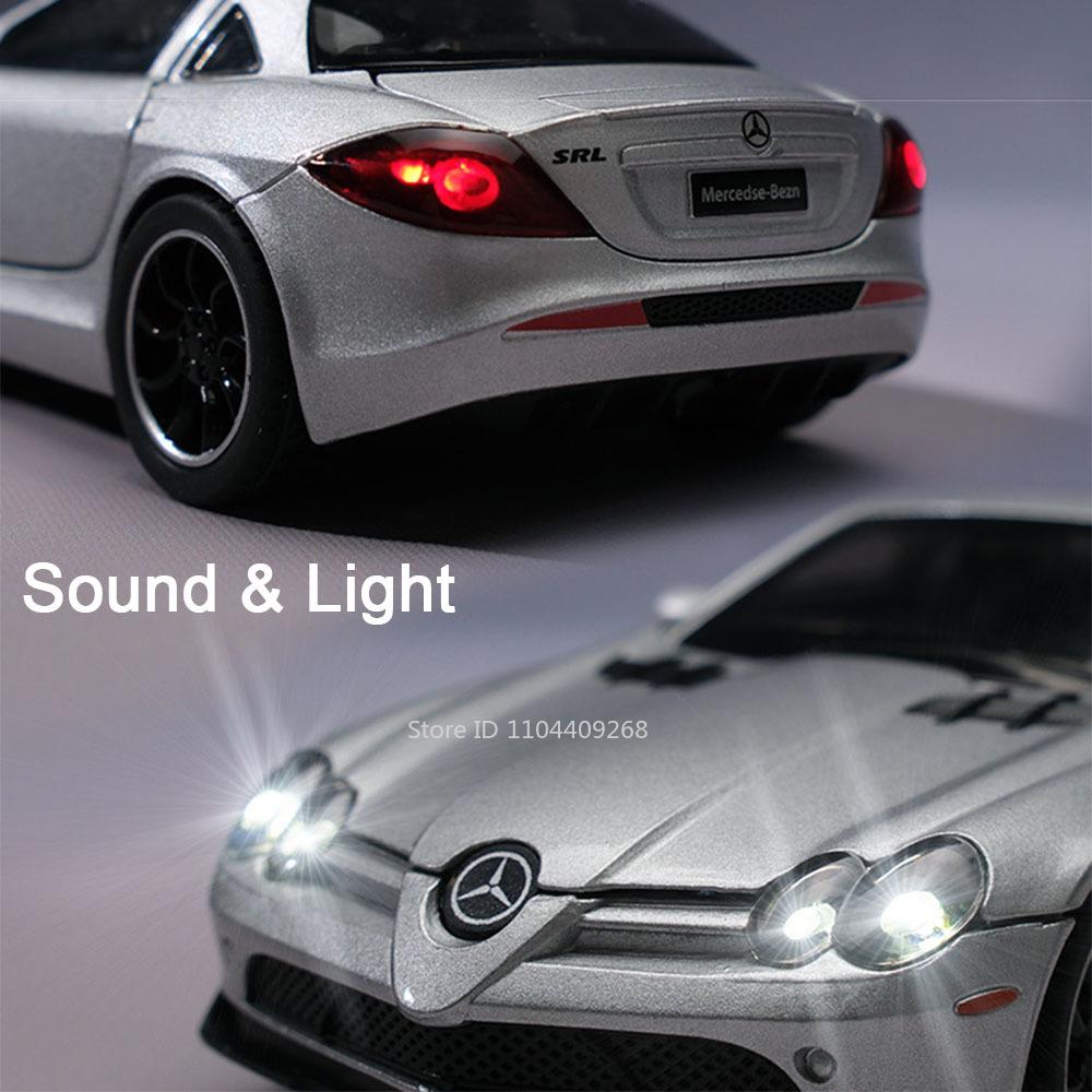Scale 1:32 SLR 772S S400L Toy Sports Car Model Metal Diecast Sound Light Pull Back Doors Opened Vehicles Models Ornaments Gifts
