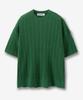 BLOND9 Cable Punched Short Sleeve Round Knit_Forest Green