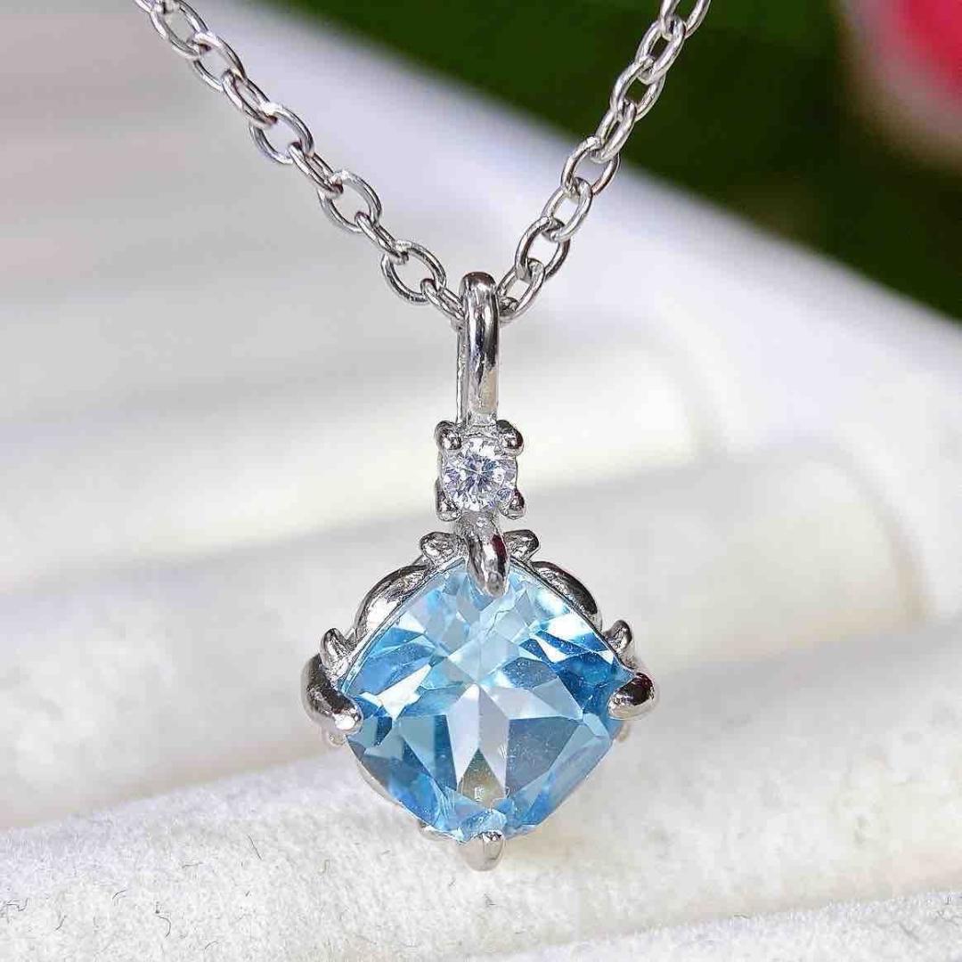 Elegant Blue Topaz Pendant Necklace - S925 Sterling Silver, Fashionable Women s Style 925 Silver цепи