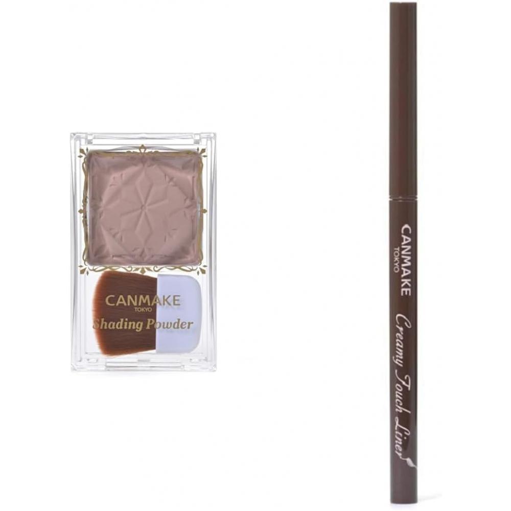 

[Покупка набора] Оттеночная пудра Canmake 04 Ice Grey Brown 5 г + гелевая подводка Canmake Creamy Touch Liner 02 Medium Brown Один предмет 0,08 г