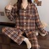 Japanese and Korean style cartoon cute pet pajamas women's autumn new imitation cotton thin loose loungewear long-sleeved two-piece set