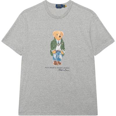 Polo SS24 Letter Bear Print Crew Neck Fitted Short Sleeve T-Shirt Men T-Shirt Gray 710854497-035