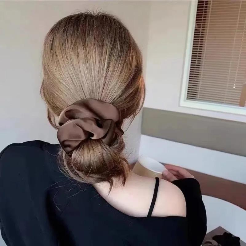Women Silk Satin Scrunchies Korean Fashion Simple Ladies Girls Elastics Hair Band Ponytail Hold Hair Accessories