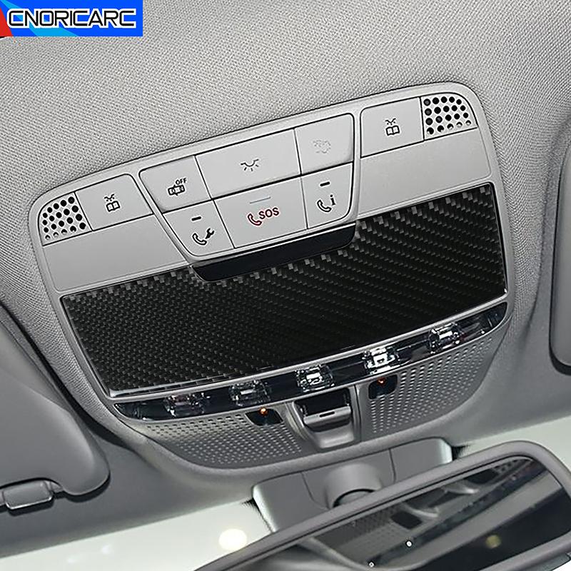 Carbon Fiber Car Roof Reading Lamp Light Panel Cover Decoration Trim Sticker For Mercedes Benz C Class W205 GLC X253 2015-2018