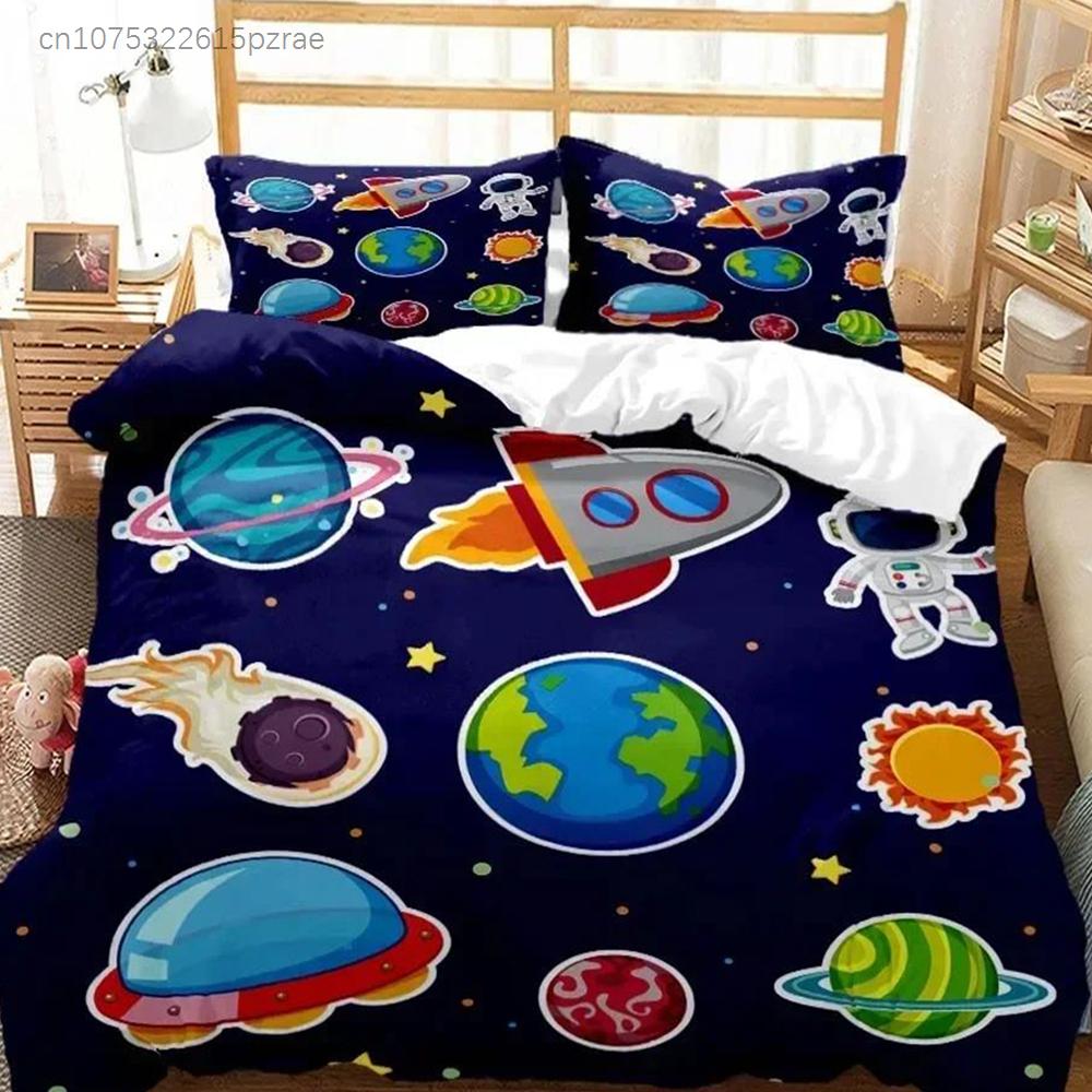 Cartoon Astronaut Digital Bedding Set Bedroom Soft Modern Bedspreads Comefortable Kids Duvet Cover Quilt Cover And Pillowcase