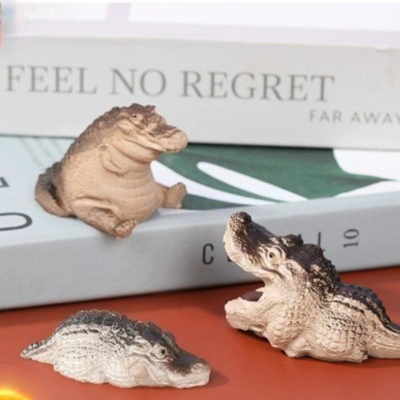 1Pc Creative Little Crocodile Desktop Resin Ornaments, for Outdoor Courtyard Patio Garden dDcoration