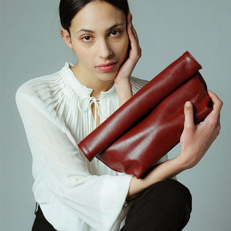 Versione coreana borsa a mano da donna di grande capacità nuova alla moda borsa a busta con bordo arrotolato in pelle PU elegante borsa a tracolla portamonete