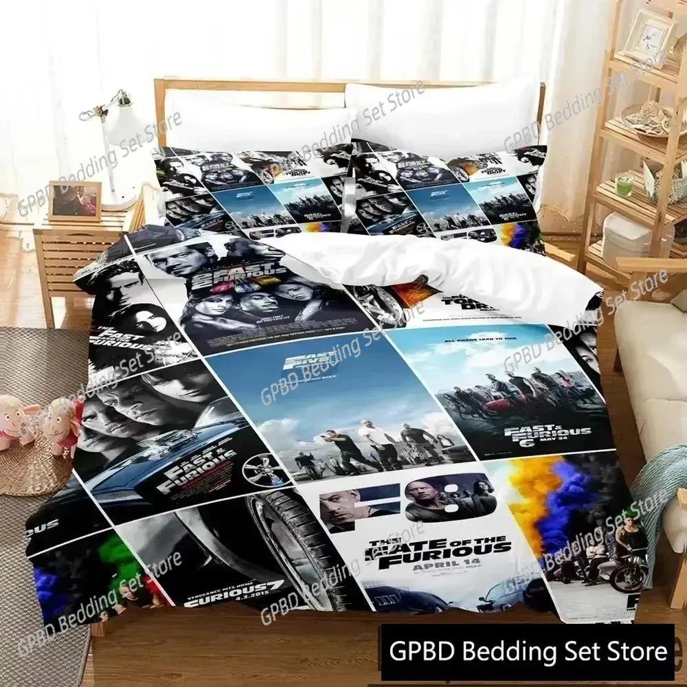 Fast and Furious 3D NEW Duvet Cover Pillowcase Bedding Set Adult Boy Girl Bedroom Decoration Children Single Double Large
