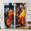 2 Pcs, Filtering Curtains (excluding Rods, Non-movable, Without Batteries) Flame Skull Motorcycle