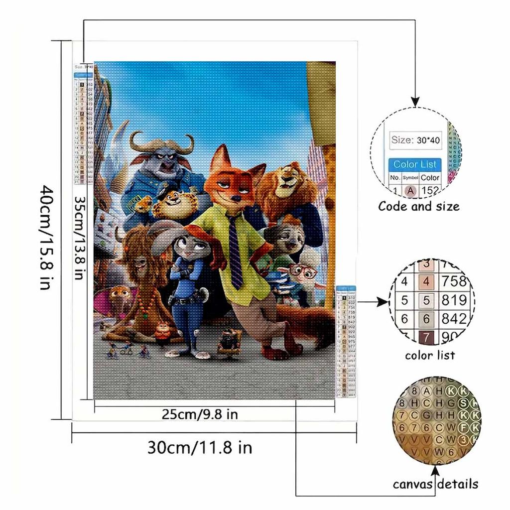 DIY Diamond Painting Zootopia Cross Stitch Kit Mosaic Art Diamond Painting Full Circle Diamond Home Decoration