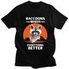 Japanese Style Dragon Raccoon Print T Shirt Harajuku Retro High Quality Cotton Short Sleeve Oversized Men Women Classic T-shirts