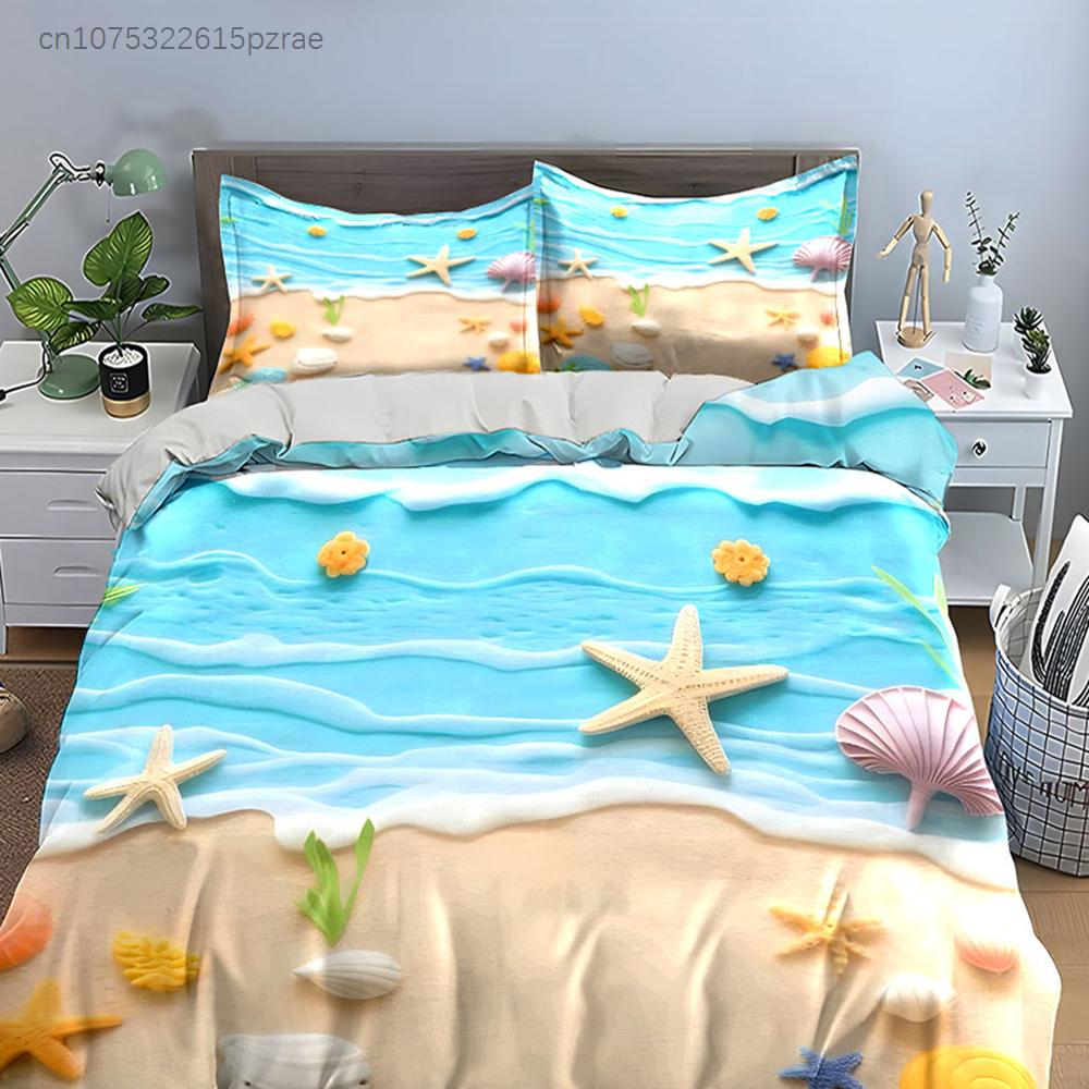 Beach Decor Accessories Set Multiple Sizes kid's And adults' Bedroom Exquisite 3PC Bedding set, Gift