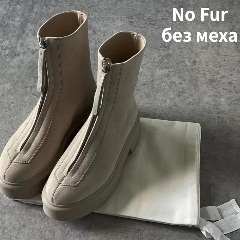Женские высокие ботильоны Короткие ботинки с толстой подошвой Осенняя и зимняя обувь — фото 8
