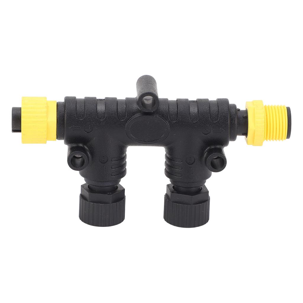 For NMEA 2000 2 Ports T Connectors IP67 Water Resistant Metal Nut M12 5 Pin Backbone Drop Cable Tee Connector for