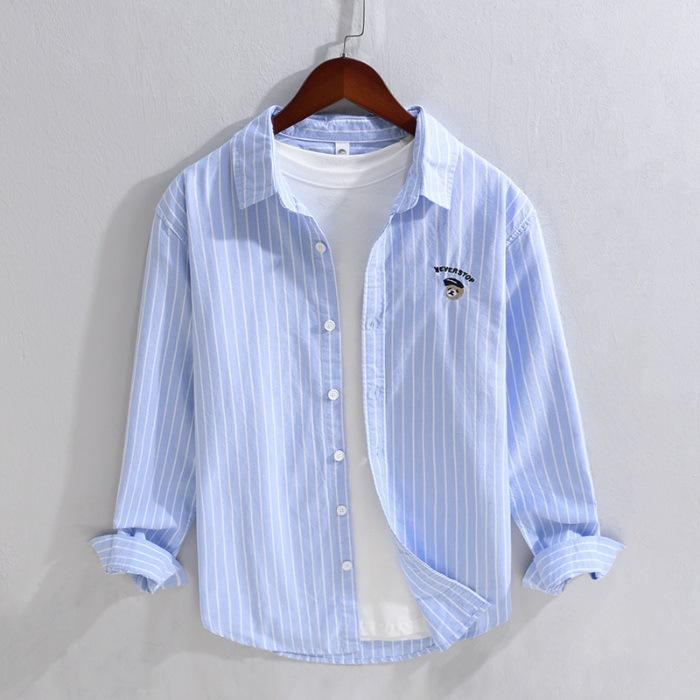 Spring New Japanese Striped Shirt Versatile Japanese Single Wear Pure Cotton Long-sleeved Shirt