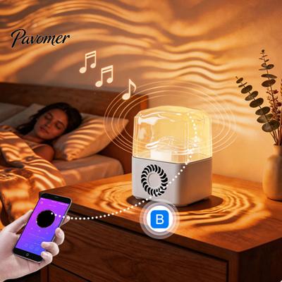 Romantic Atmosphere Light Night with Bluetooth-compatible Speaker, 16 Color Changing LED Light, Ocean Ripple Dynamic Soft Gradient Bedside Ambient