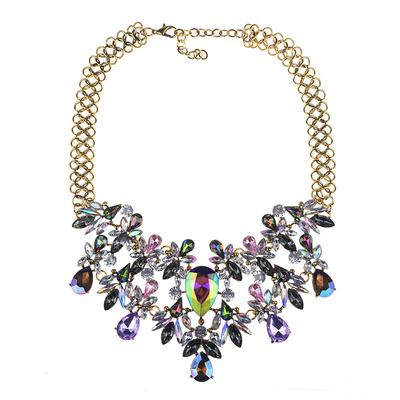 Popular Crystal Necklaces, Colorful Flower Collarbone Chains, Accessories