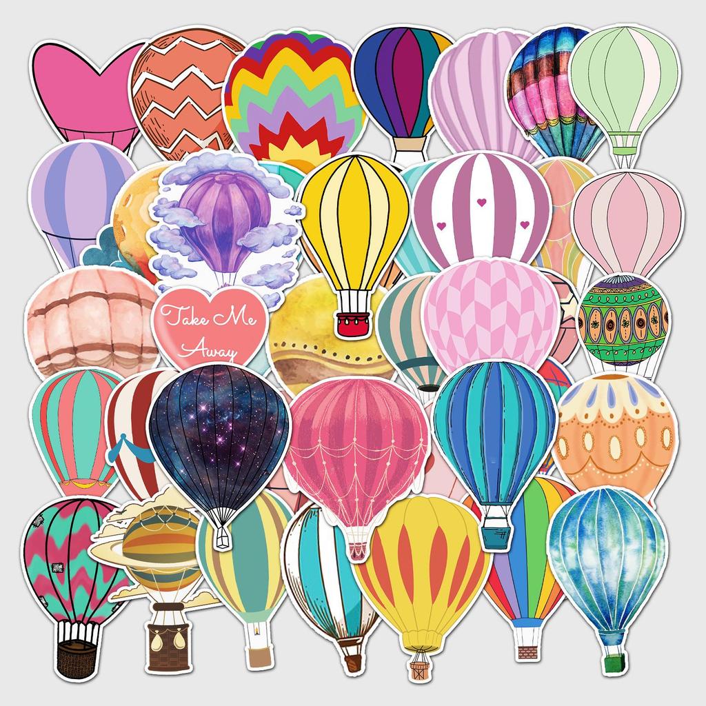 50 Hot Air Balloon Graffiti Cartoon Stickers for Kids - DIY Scooters, Luggage, Stationery