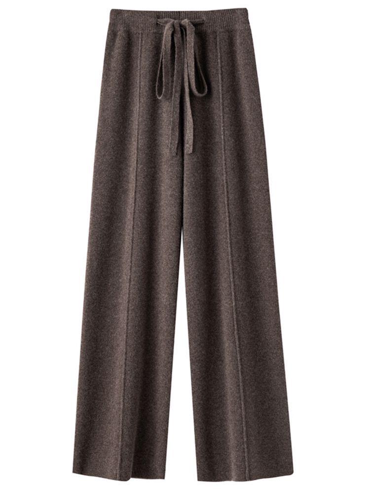

2025 Autumn/Winter Women s High-Waisted Cashmere Wide-Leg Floor-Length Trousers - Comfortable Slimming Straight Casual Pants. L