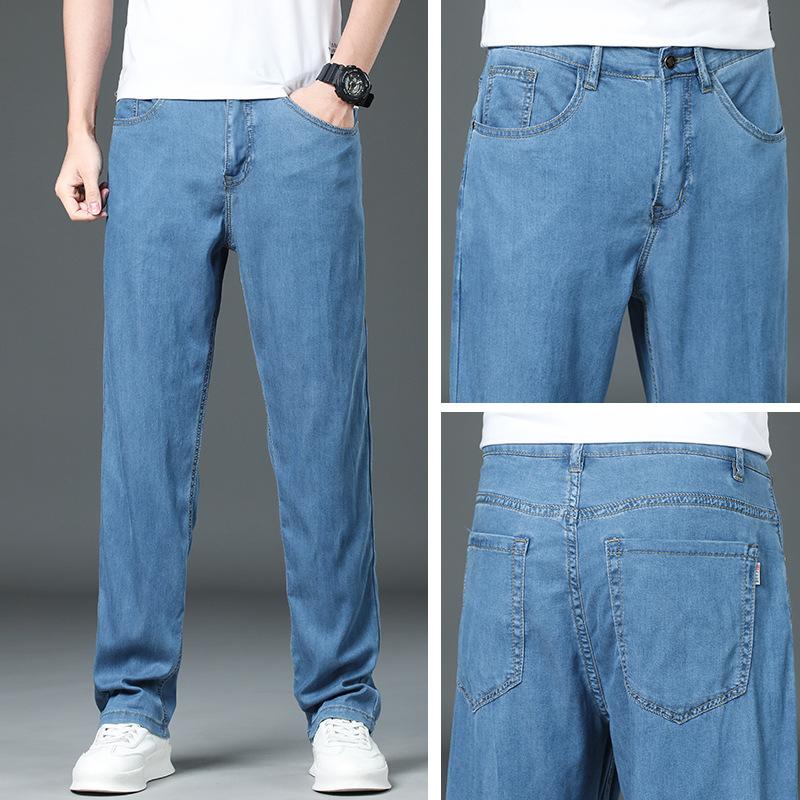 Tencel Denim Trousers For Men In Summer, Light And Loose, Straight, High-end, Soft, Trendy And Cool, Versatile Wide Legs