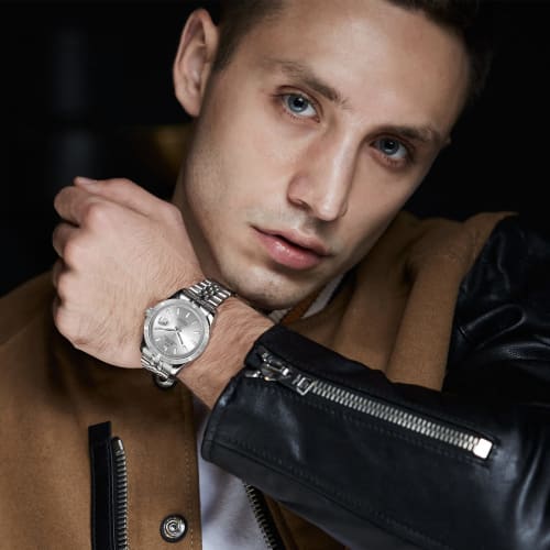 BUREI Men's Automatic Watch, Waterproof, Analog, Mechanical, Silver, Popular, Business, Date Display, Simple, Casual, Luminous Design