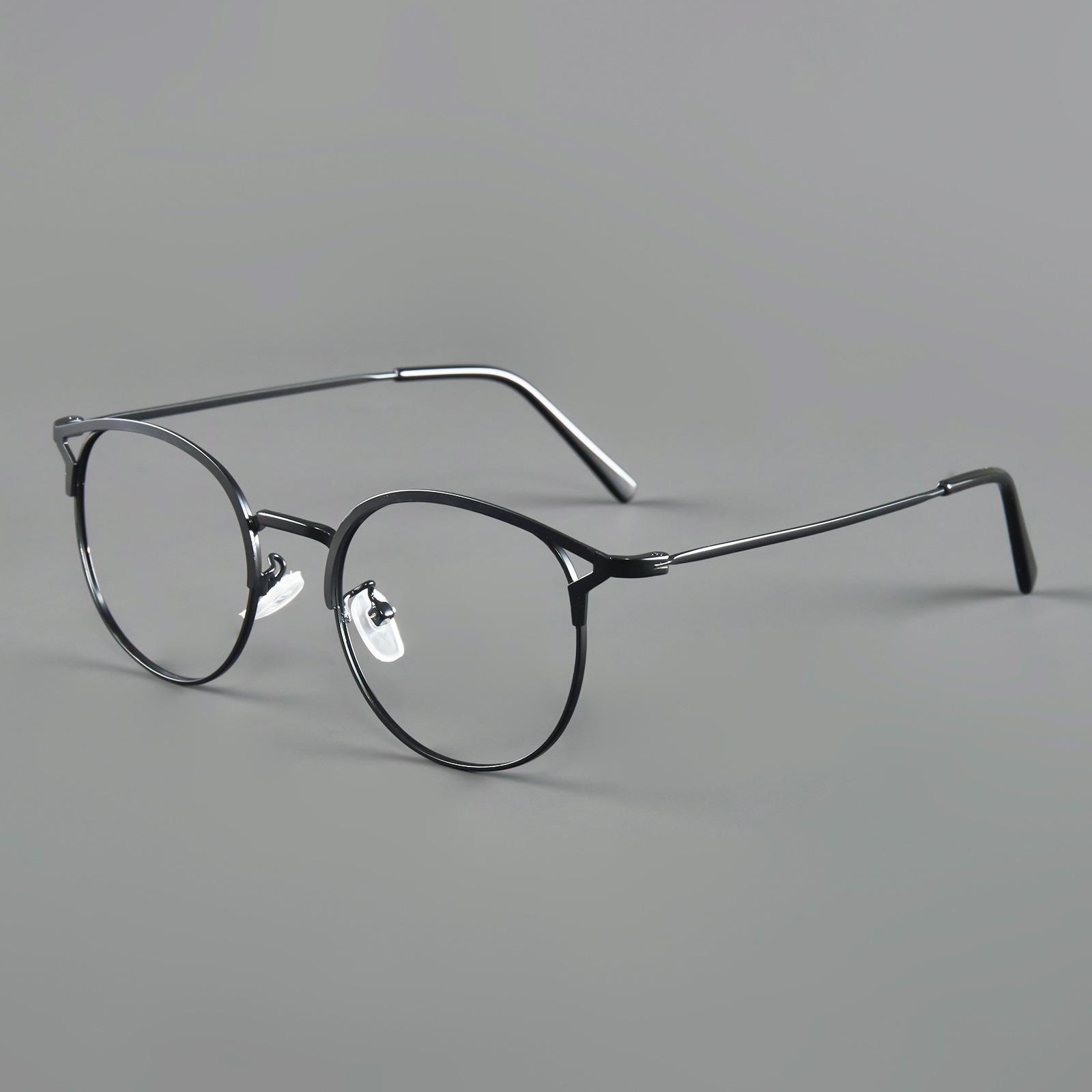 

Female Personality Cat Ear Frame Myopia Glasses Women Retro Round Metal-Frame High-Definition Near Sight Eyewear Minus Diopter 0 чёрный