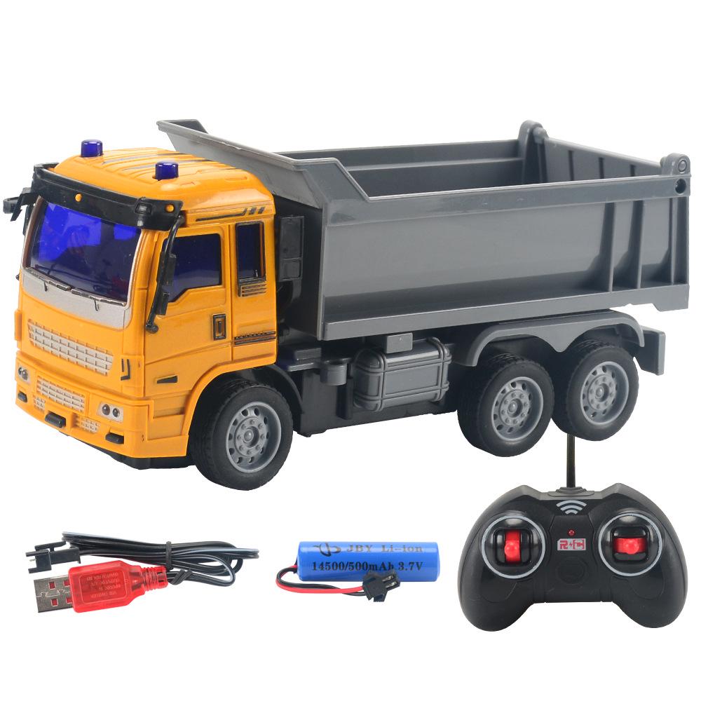 Children's Rechargeable Remote Control Excavator Bulldozer Toy with Lights