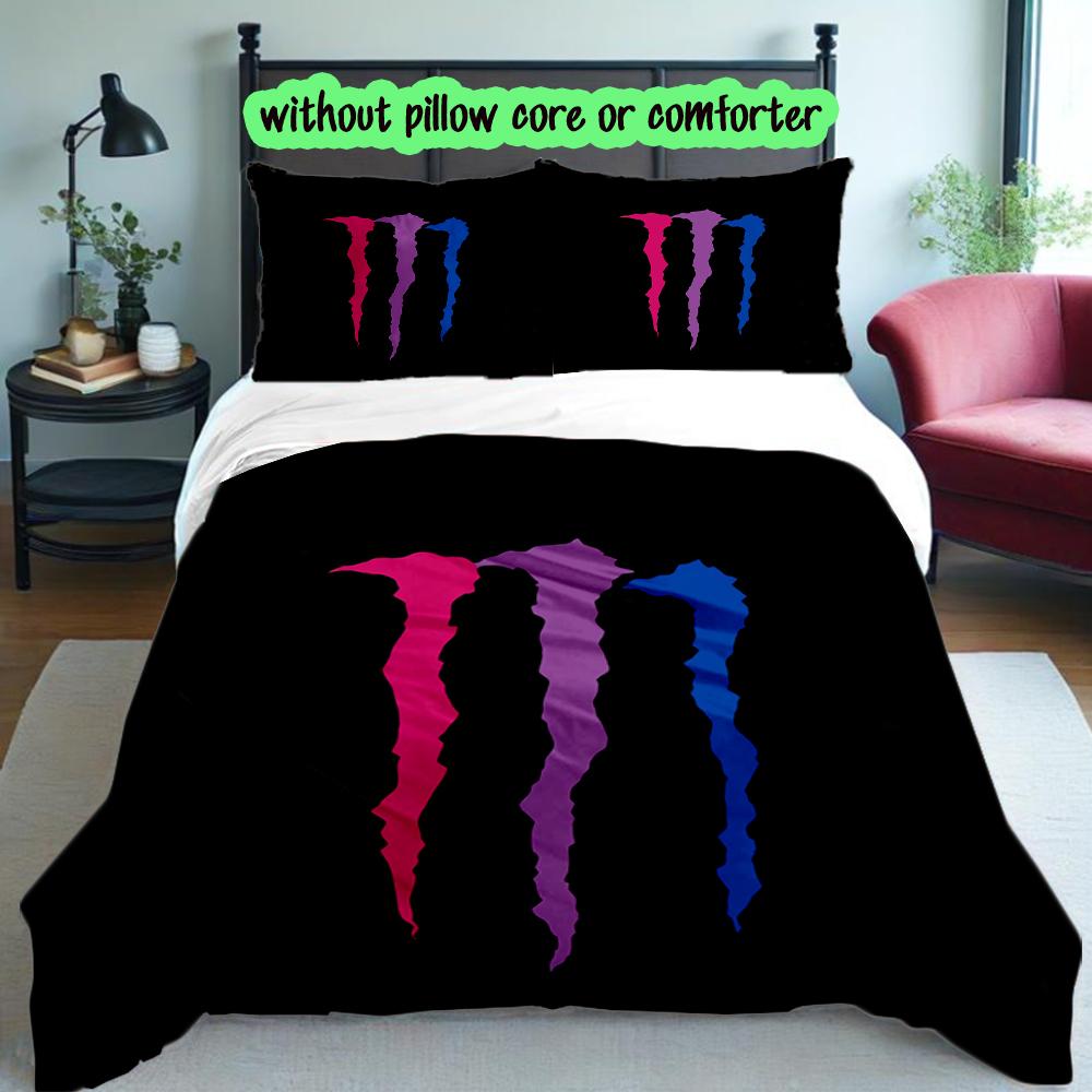 3pcs Monster Duvet Cover Set for Dorm Room Guest Room Decor, Soft Breathable, Not Comforter Set