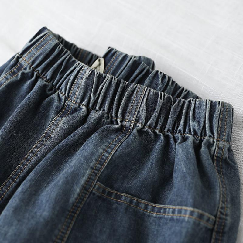 Women's Plus Size Denim Wide-leg Shorts Summer Loose and Thin Personality Big Pocket Fashion All-match Culottes