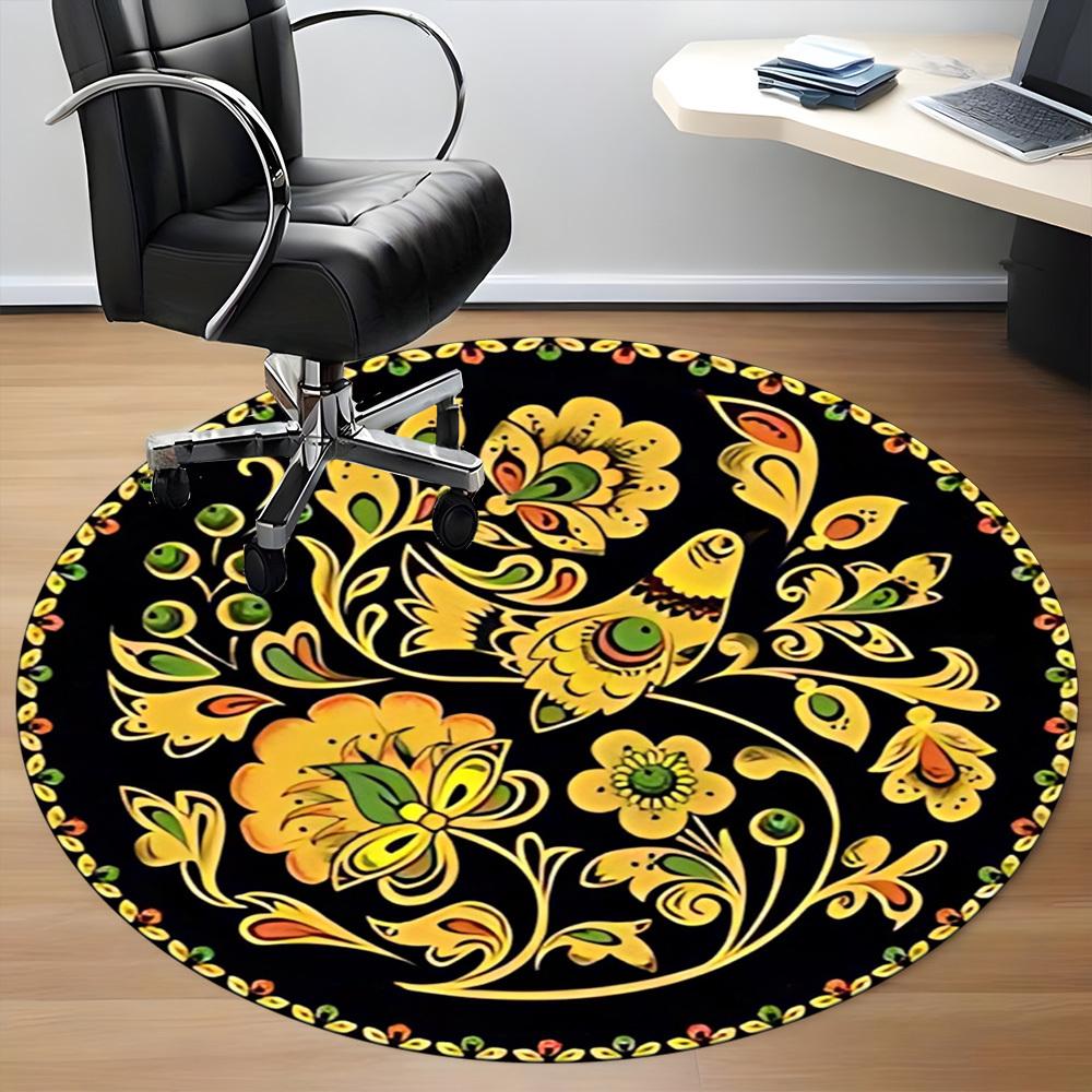 1PC Floral Pattern Chair Carpet for Office Non-Slip, Lightweight, Machine Washable Rug for Office, Sleeping, Room - Holiday Decoryy251009029