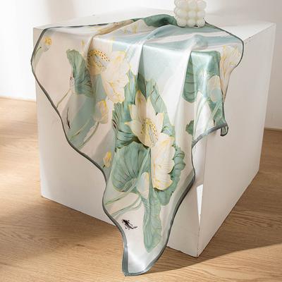 53*53CM 100% Mulberry Silk Square Scarf Oil Painting Luxury Scarves Sunscreen Shawl Neckerchief Gift