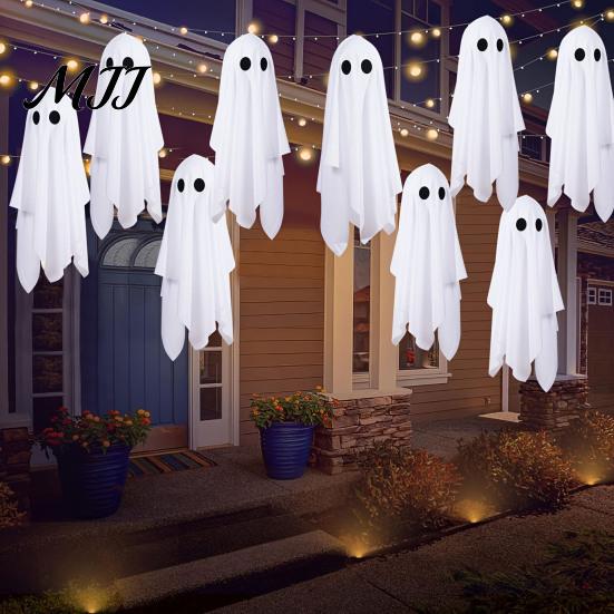 Haunted House Supplies 3Pcs Halloween Hanging Ghost Decorations, Spooky Flying with Scary Cute Decor Lanyard for House, Outdoor, Porch