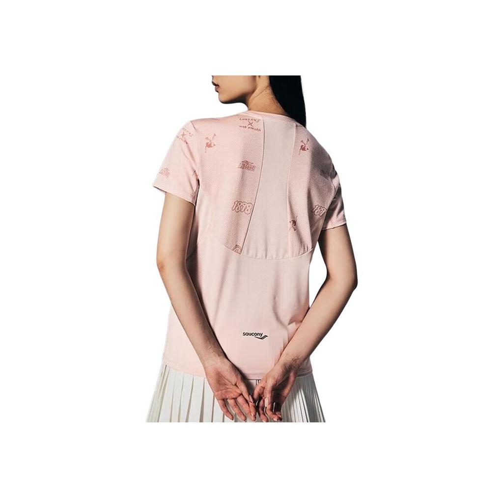 Saucony Nathan Bell Series Fashion Simple Pullover Short Sleeve T-Shirt Women Tops Pink SA1259ST42C-PR244