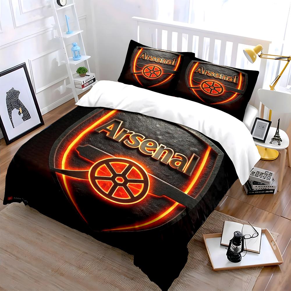 Arsenal Logo Bedding Set Bedding Set (1 Duvet Cover, 2 Pillowcases, Duvet Not Included)