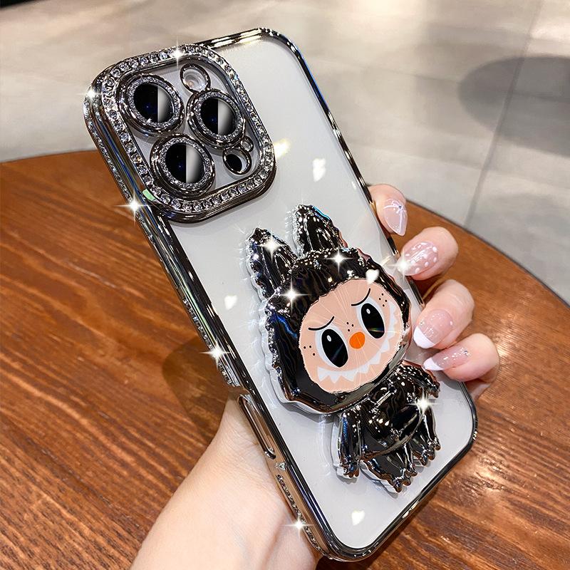 Luxury Rhinestones Are Suitable for Apple 16promax Mobile Phone Case IPhone15 Labu Mirror Holder 14 All-inclusive 17.