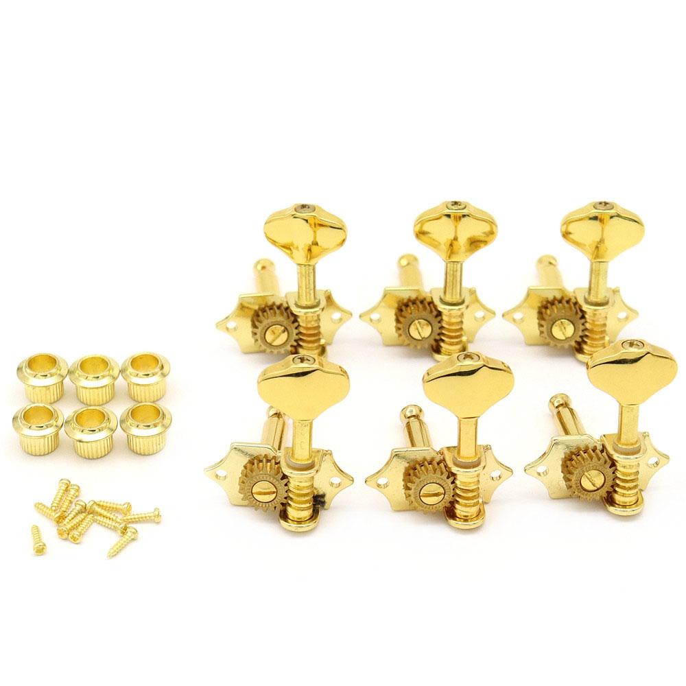 6 Leftright Vintage Guitar Machine Heads Tuners Open Style Guitar Tuning Pegs For St Lp Sq Guitar Silvergold(Type 1)