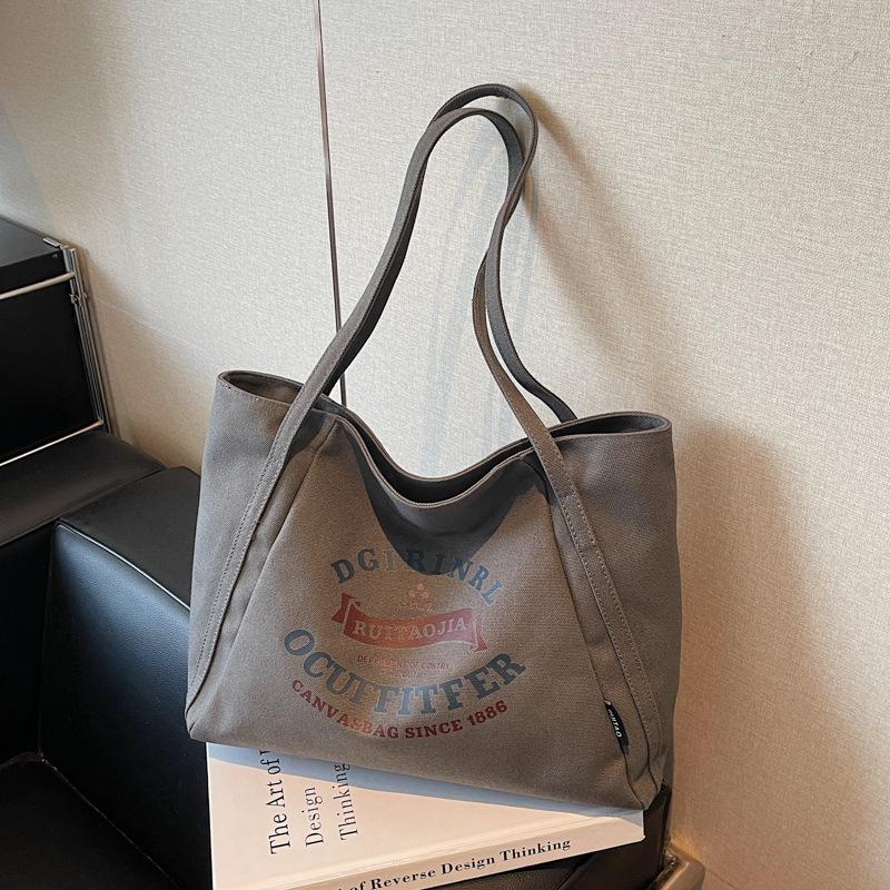2025 New Autumn Shopping Bag Large Capacity Canvas Bag Casual Portable Shoulder Women's Bag Simple Tote Bag Women's