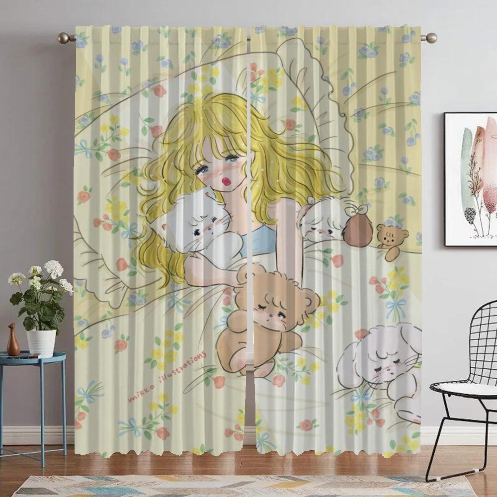 Curtains for Living Room Curtain Mikko Home Interior Curtains 2 Pieces Partition Halloween Decoration Shades Tulle for Bedroom