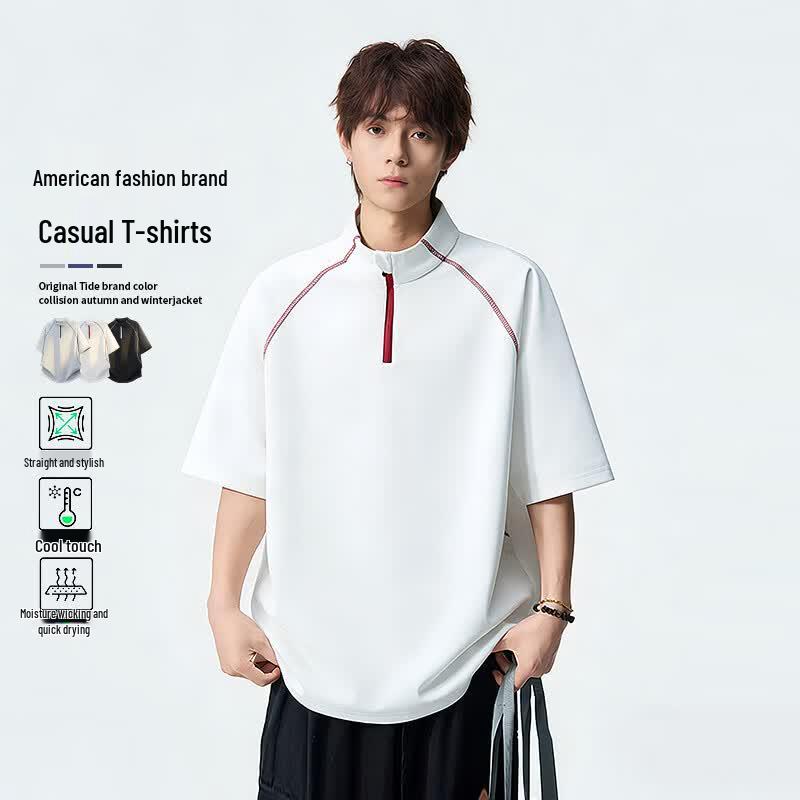 MEDE Men s Retro Patchwork Short Sleeve T-Shirt XL
