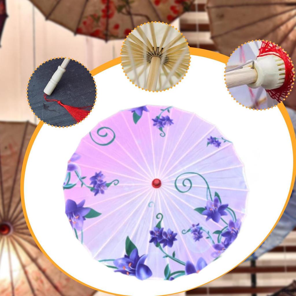 Chinese Oiled Paper Umbrella Classical Dance Silk Antique Oriental Parasol Decorative for