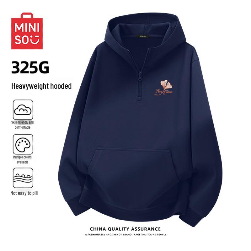 Miniso Men's Half-Zip Hooded Oversized Sweatshirt