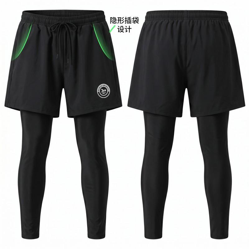 Mens Quick-Dry Surf Swim Trunks With Hidden Pocket 9/10 Length High-Elasticity Boardshorts Swimming Diving