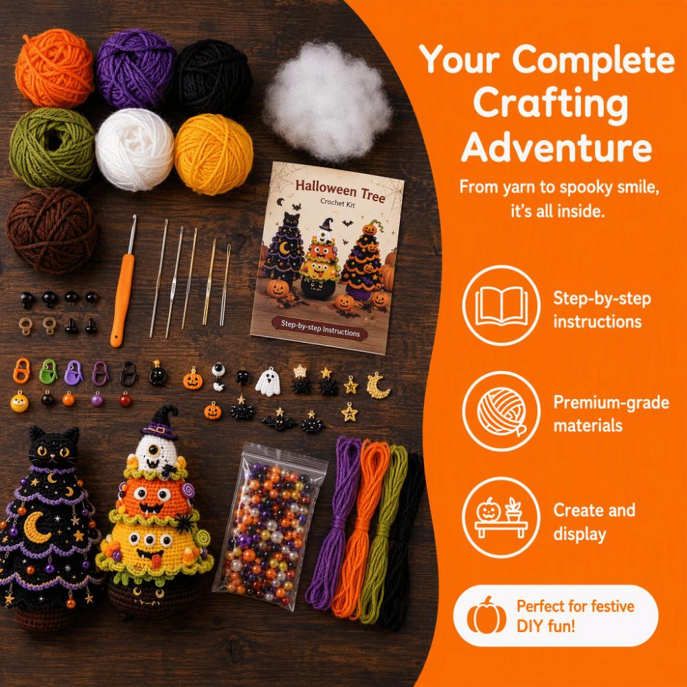 Beginner Friendly Halloween Crochet DIY Kit Complete Set Knitting Supplies DIY Craft Project